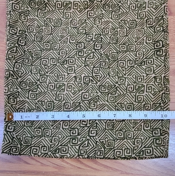 GREEN/GOLD GeoPrint Front Pleat/Back Elastic Pants w/side Button Closure Size 14 - Picture 3 of 10